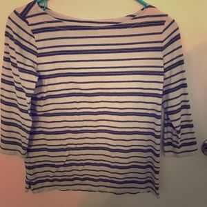 Loft Cream and Blue 3/4 Sleeve Top